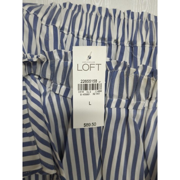 NEW LOFT Large Midi Ruffles Off Shoulders Short Sleeves Stripes Summer Vacation - Picture 6 of 13